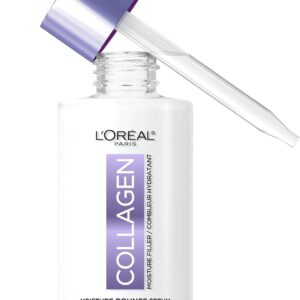 L'Oreal Paris Collagen Moisture Filler Moisture Bounce Face Serum, Glow Serum with Collagen, Glycerin, and Squalane for Bouncy, Radiant, Hydrated Skin, Includes Sample